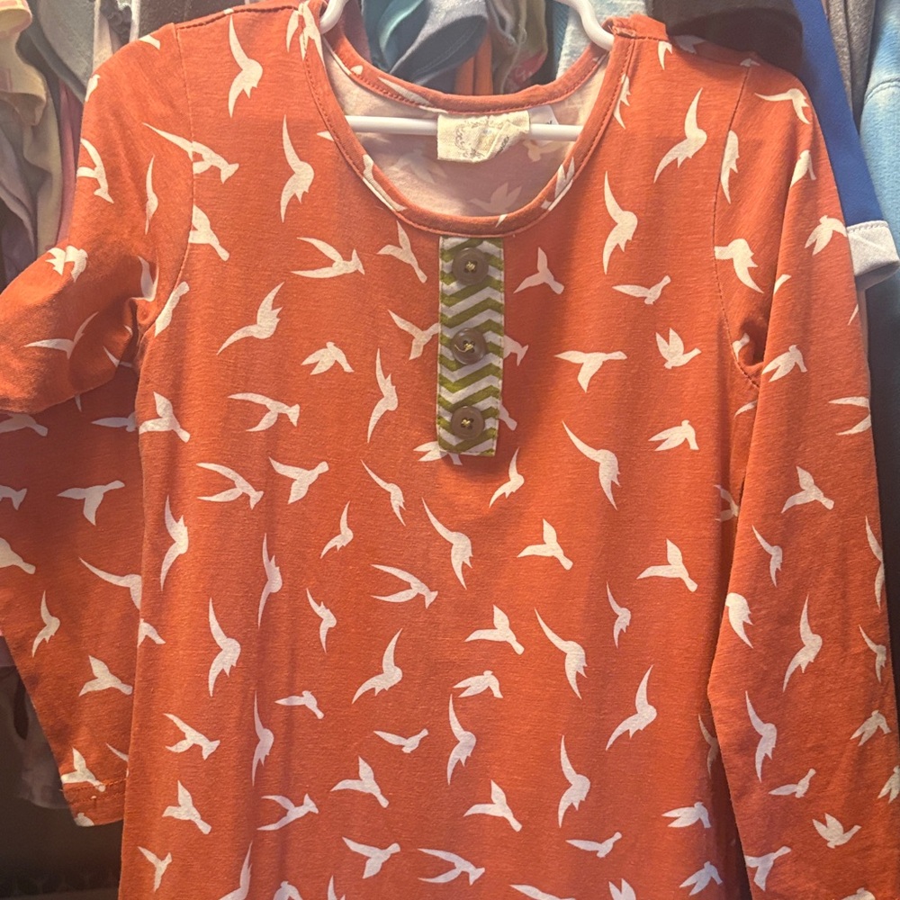 Matilda Jane Rust and White Bird Pattern Dress